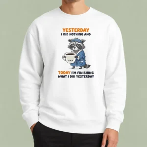 Pretty Raccoon Yesterday I Did Nothing And Today Im Finishing What I Did Yesterday Sweater