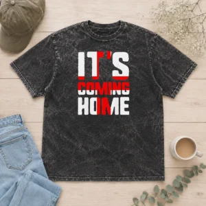 Premium It'S Coming Home England Football washed t shirt showing soft fabric and vintage style
