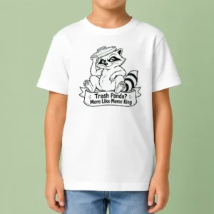 Top Cheeky Jimothy Viral Raccoon Trash Panda Line Art kids t shirt featuring playful line art design