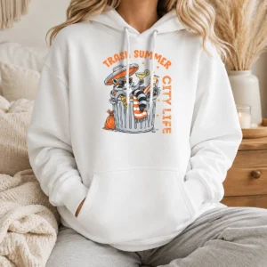 Happy Top Trash Summer City Life Raccoon Hoodie
