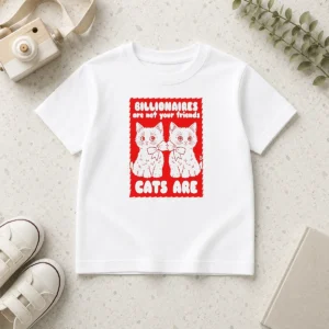 Hot Nice Billionaires Are Not Your Friends Cats Are Kitten kids t shirt in white, short-sleeve cotton tee for children