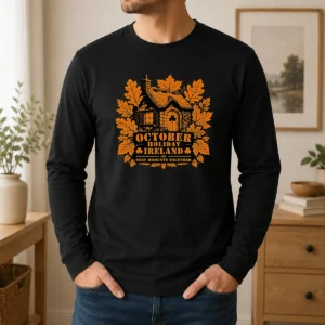 Pretty Nice October Holiday Ireland Cozy Stencil For Family Long Sleeve Shirt