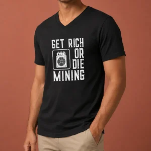 Original Get Rich Or Die Mining Crypto Miner V-Neck Shirt
