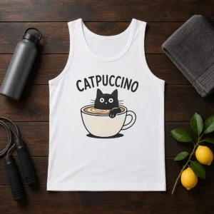 Awesome Catpuccino Black Cat In A Coffee Cup Cappuccino Tank Top