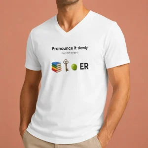 Nice Pronounce It Slowly From The Right To Left V Neck Shirt in black with white text design, displayed on a classic V neck cut