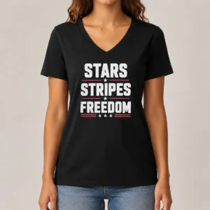 Official Stars Stripes Freedom Fourth Of July Patriotic American Independence Day V-Neck Shirt