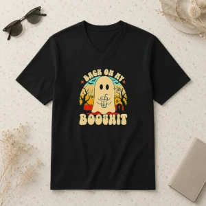 Premium Back On My Booshit Retro Ghost Drinking Boba Tea V-Neck Shirt