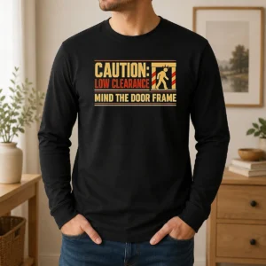 Pretty Premium Caution Low Clearance Mind The Door Frame Long Sleeve Shirt