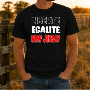 Pretty Liberte Egalite New t shirt featuring bold text design on a classic crew neck cotton tee