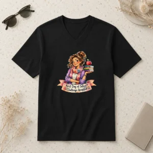 Original Back To School Funny Teacher Girls Watercolor Graphic V-Neck Shirt