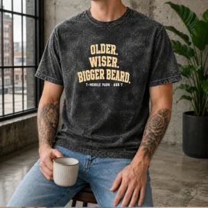 Funny Older Wiser Bigger Beard T Mobile Park Aug 7 Washed T-Shirt