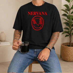 Funny Nervana Eyes And Smiley Face Red