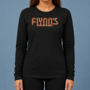 Good Flynn'S Arcade Memories Retro Long Sleeve Shirt featuring vintage arcade game graphics on a comfortable long sleeve cotton fabric