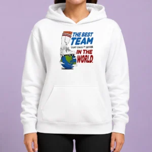 Awesome Nice The Best Team That Calls It Soccer In The World Hoodie in black with front pocket and drawstring hood