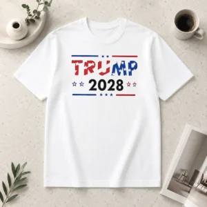 Good Happy Trump 2028 Patriotic Stars And Stripes Shirt