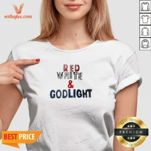 Premium Red White And Godlight Patriotic V Neck Shirt in red, white, and blue colors with a patriotic theme