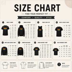 Size chart for Top Homosexual Love Rainbow Heart Puzzle with measurements in inches and centimeters