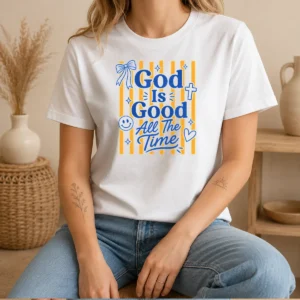 Funny God Is Good Everyday Retro Stripe Christian Quote