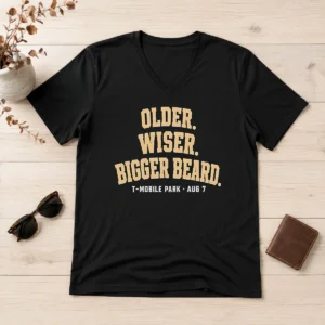 Original Older Wiser Bigger Beard T Mobile Park Aug 7 V-Neck Shirt