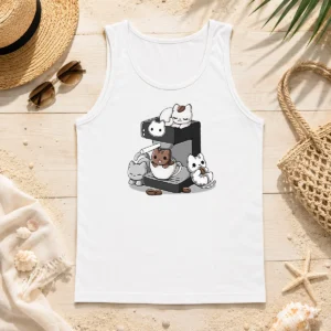 Funny Nice Cat Coffee Machine Tank Top