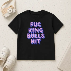 Top Hot Fcking Bullshit Typography Funny Slogan Kids T-Shirt