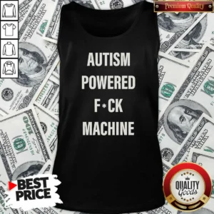 Funny Autism Powered Fuck Machine Humor Tank Top tank top optimized in black, sleeveless casual wear