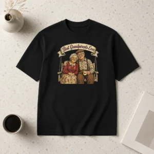 Perfect Official Best Grandparents Ever Vintage Retro Distressed t shirt in classic fit, showcasing retro typography on a soft cotton fabric