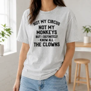 Premium Not My Circus Not My Monkeys But I Definitely Know All The Clowns Washed T-Shirt