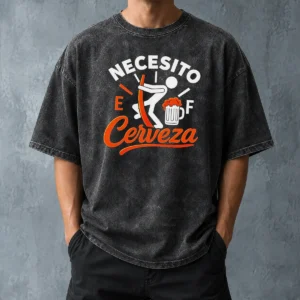 Awesome Necesito Cerveza Beer Level Washed T-Shirt