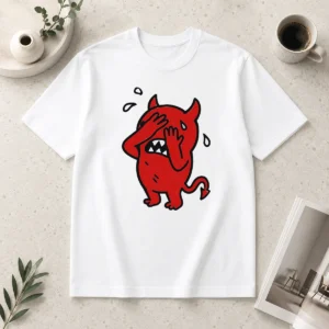Awesome Happy Devil Cartoon Facepalm Panicking Sweating