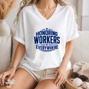 Hot Labour Day Workers Pride Line Art V-Neck Shirt