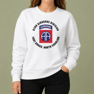 Awesome Hot 82nd Airborne Division Fort Bragg Military Sweater in dark gray with bold airborne insignia