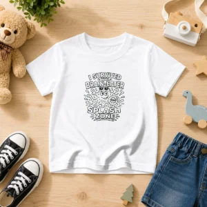 Awesome Brain Eater Splash Zone Line Art Copy Kids T-Shirt