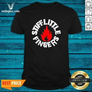 Official Stiff Little Fingers Circular Badge Logo With Flame Emblem Centered Inside