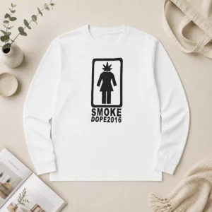 Hot Funny Smoke Dope 2016 Weed Leaf Girl Logo Marijuana Long Sleeve Shirt
