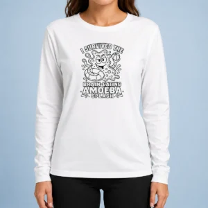 Official Awesome Brain Eating Amoeba Splash Line Art Long Sleeve Shirt featuring bold line art on comfortable long sleeve fabric
