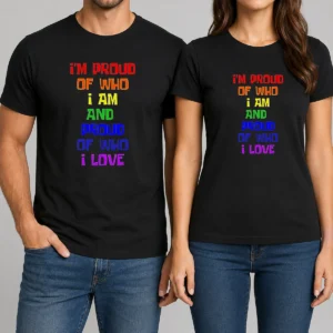 Top I'M Proud Of WHO I Am And Proud Of WHO I Love t shirt in classic fit with bold text print