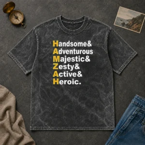 Awesome Hamzah Handsome Adventurous Majestic Zesty Active Heroic Washed T-Shirt