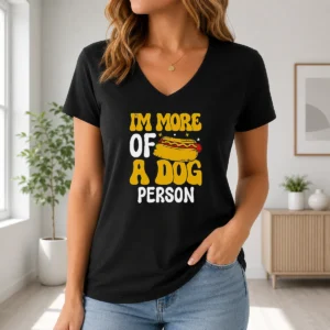 Good Hotdog Lover I'M More A Dog Person V-Neck Shirt
