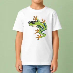 Top Cool Fun Cartoon Frog Sunglasses Summer Beach Kids T-Shirt