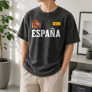 Original Espana Spain National Heritage Coat Of Arms printed on a soft washed t shirt in white