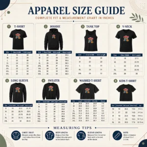 Size chart for Pretty Hot Grandparents Day Best Grandparents Ever Graffiti with measurements in inches and cm