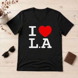 Pretty I Love LA Basic V-Neck Shirt