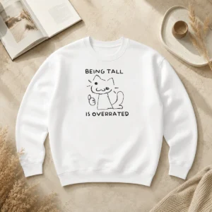 Funny Nice Neco Arc Tsukihime Being Tall Is Overrated Meme Character Doodle Sweater in cozy knit fabric