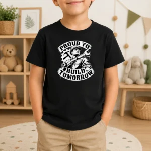 Awesome Pretty Labour Day Proud Builder Stencil Kids T-Shirt