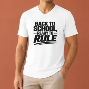 Good Back To School Ready To Rule Line Art For Students V-Neck Shirt
