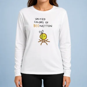 Funny Awesome United Colors Of Bee Netton Bee Logo long sleeve shirt in black with colorful bee graphic
