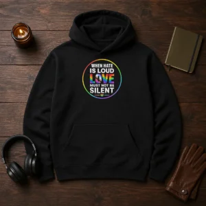 Pretty When Hate Is Loud Love Must Not Be Silent Pride Month Hoodie
