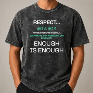 Awesome Pretty Respect Nurses Enough Is Enough Washed T-Shirt