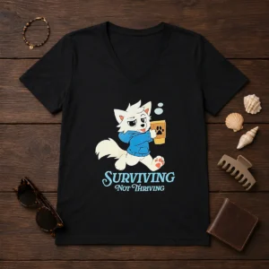 Awesome Surviving Not Thriving Furry V-Neck Shirt